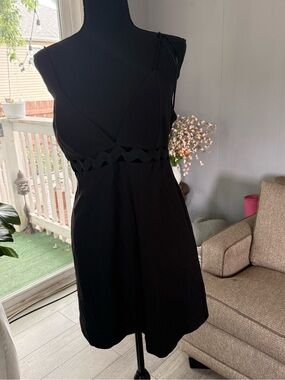 Zara Black Mini Dress with Cutout Waist Detail